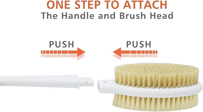 Shower Brush with Soft and Stiff Bristles, Long Handle Dual-Sided Back Scrubber - Image 4