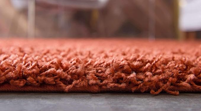 Unique Loom Solid Shag Collection Area Rug (2' 6" x 13' 1" Runner, Terracotta)