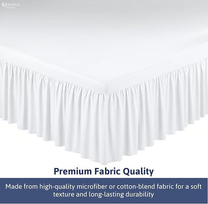 KRISHNA Ruffled Bed Skirt with Split Corners King, 100% Microfiber Hotel Quality, 15 Inch Drop Dust Ruffle Gathered Bedskirt with Platform, 78" x 80", White