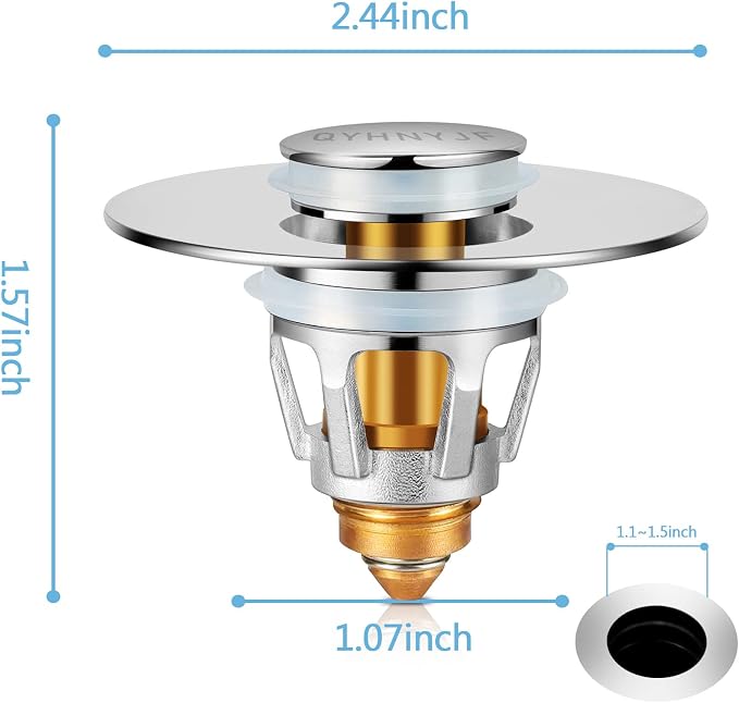 Bathroom Sink Stopper with Hair Catcher – Universal Pop-Up Drain Strainer - Image 2