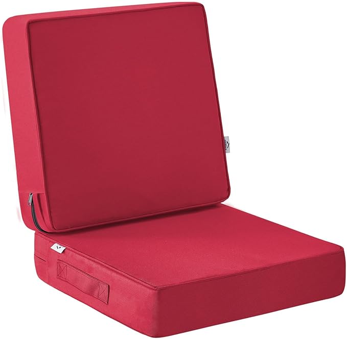 Outdoor Chair Cushions, Christmas Red Patio Chair Cushions 24x24x4 Inch, Waterproof Outdoor Cushions with Removable Cover for Sofa, Fade Resistant Patio Cushions for Outdoor Furniture