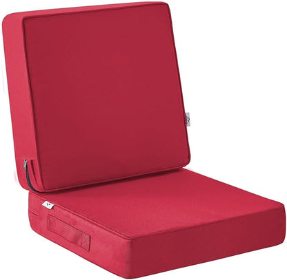 Outdoor Chair Cushions, Christmas Red Patio Chair Cushions 24x24x4 Inch, Waterproof Outdoor Cushions with Removable Cover for Sofa, Fade Resistant Patio Cushions for Outdoor Furniture