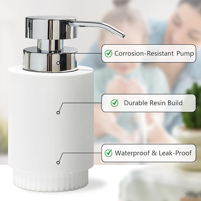 Resin Soap Dispenser for Bathroom, Hand Lotion Liquid Dispenser Easy-to-Press - Image 3