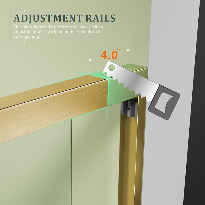 60"x 62" Brushed Gold Bathtub Shower Door, ANSI/SGCC Certified 6mm Tempered - Image 3