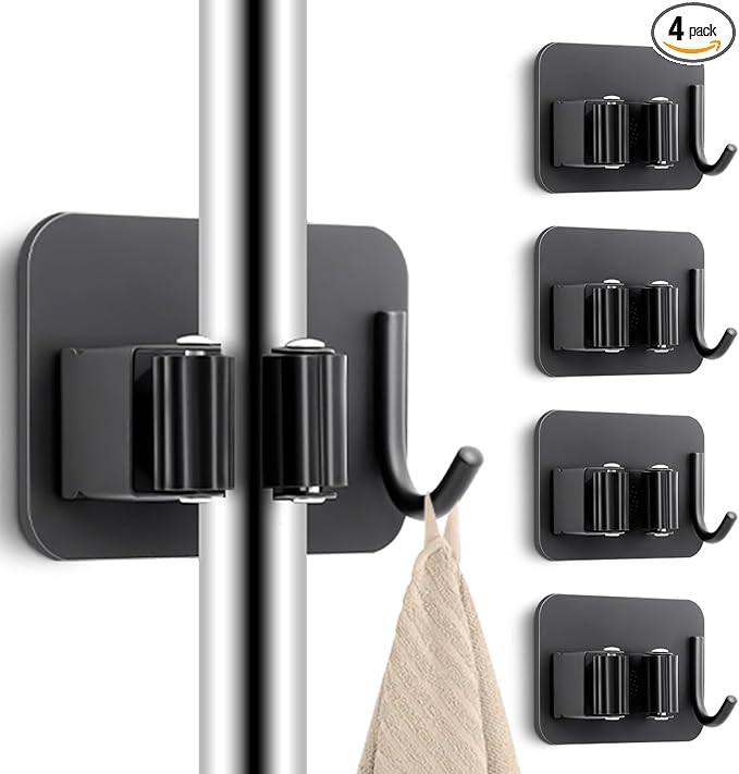 Batur 4 Pack Broom Holder Wall Mount, Super Anti-Slip Mop and Broom Holder Wall by Batur