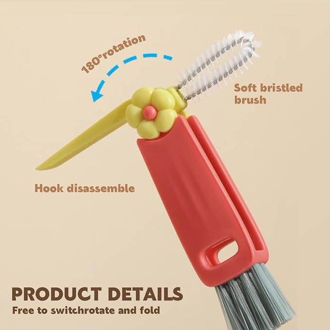 3 in 1 Cup Lid Cleaning Brush, Portable Cup Lid Cleaner - Image 3