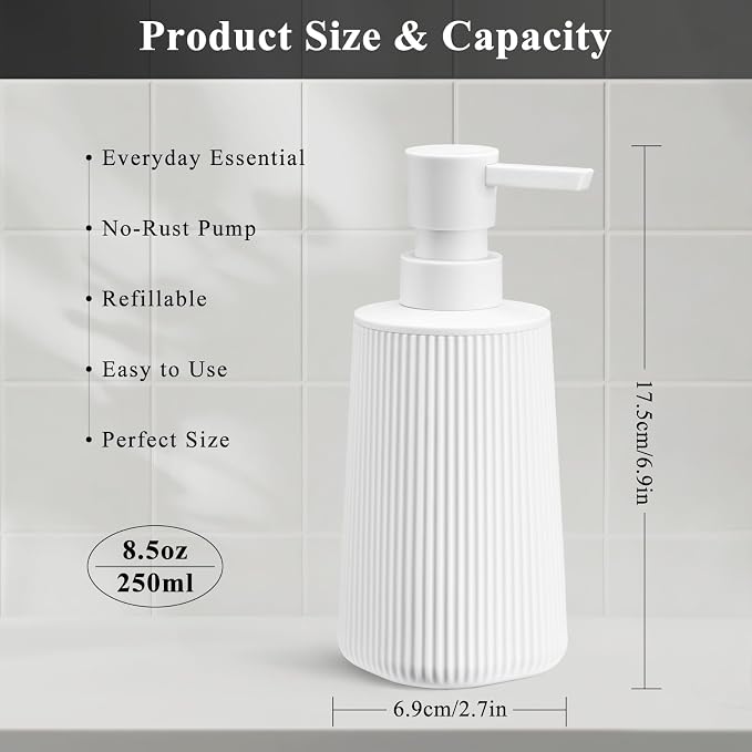 White Hand Soap Dispenser with No Rust Pump - Image 6
