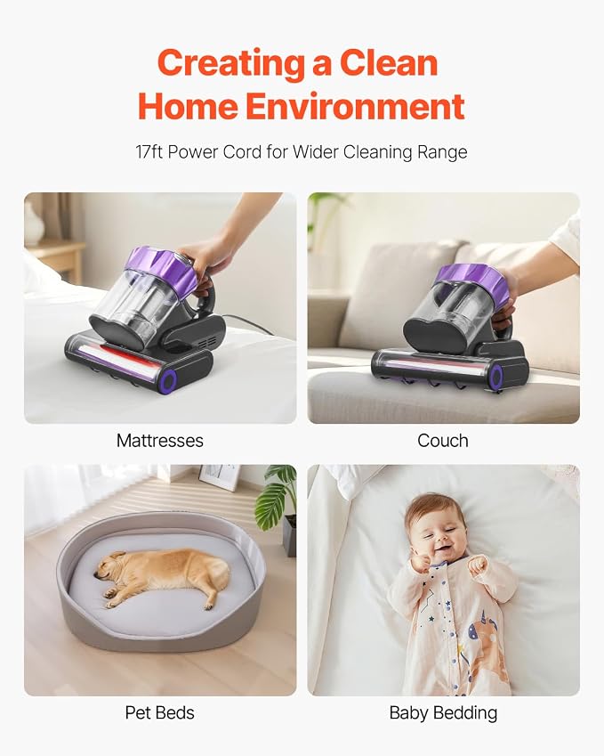 VEVOR Mattress Vacuum Cleaner, 550W Bed Vacuum Cleaner - Image 6