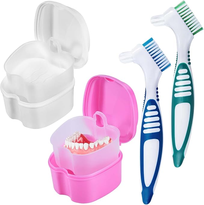 2 Pack Denture Bath Case Cup Box Holder Storage Container by KISEER