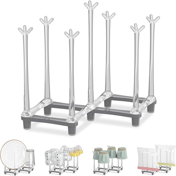 EsLuker.ly Baby Bottle Drying Rack Plastic Vertical Dryer Holder, Foldable by EsLukerly