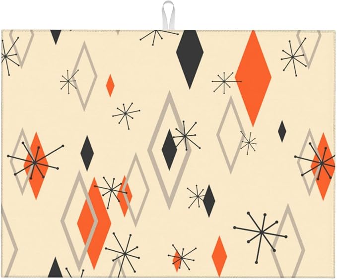 Retro Geometric Pattern Dish Drying Mat by Unknown