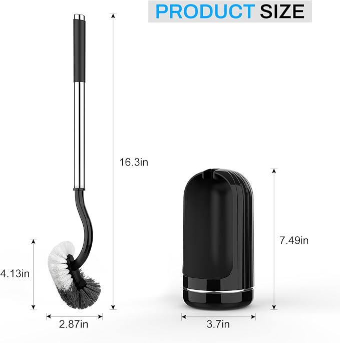 SetSail Toilet Brush and Holder Set, Compact Size Curved Toilet Bowl Brush - Image 2
