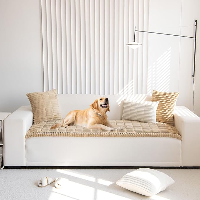 Non Slip Fuzzy Pet Couch Covers for Sofa, Washable Couch Cushion Covers for Large Dogs