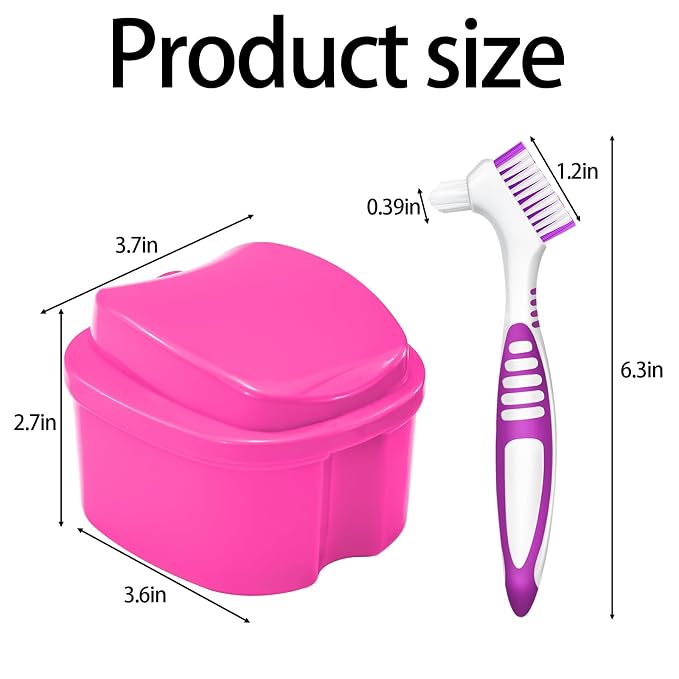 2 Pack Colors Denture Bath Case Cup Retainer Cleaner Holder Case False Teeth - Image 2
