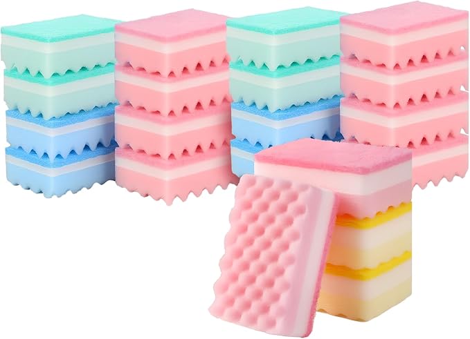 20 Pack, The Third Generation Dishwashing Sponge, Scrub Sponge, The Wave Shaped by Unknown