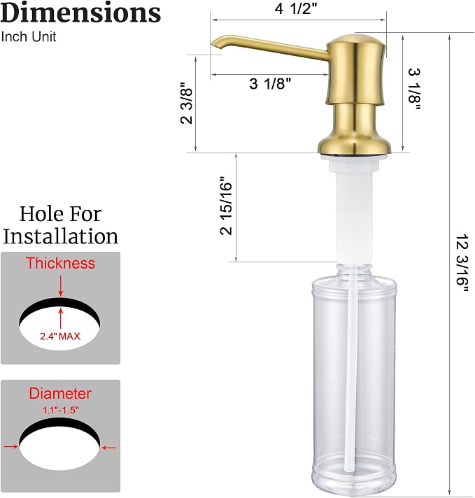 Brushed Gold Sink Soap Dispenser - Image 6