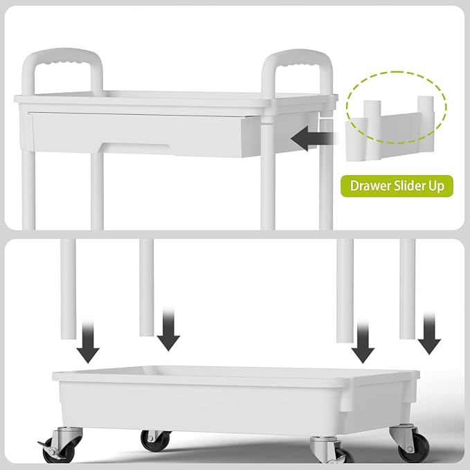 3 Tier Rolling Cart Organizer, Laundry Room Bathroom Organizers and Storage - Image 5