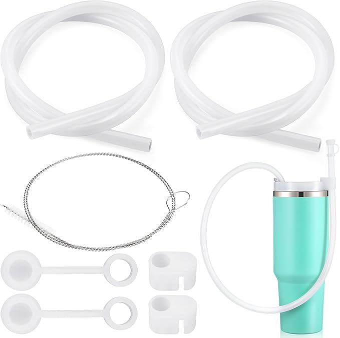 Baderke 2 Set Extra Long 35" Reusable Silicone Straws Compatible by Baderke