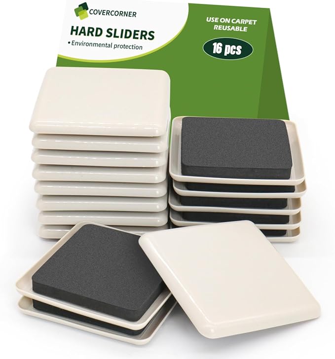 Furniture Sliders for Carpet 16 PCS by COVERCORNER