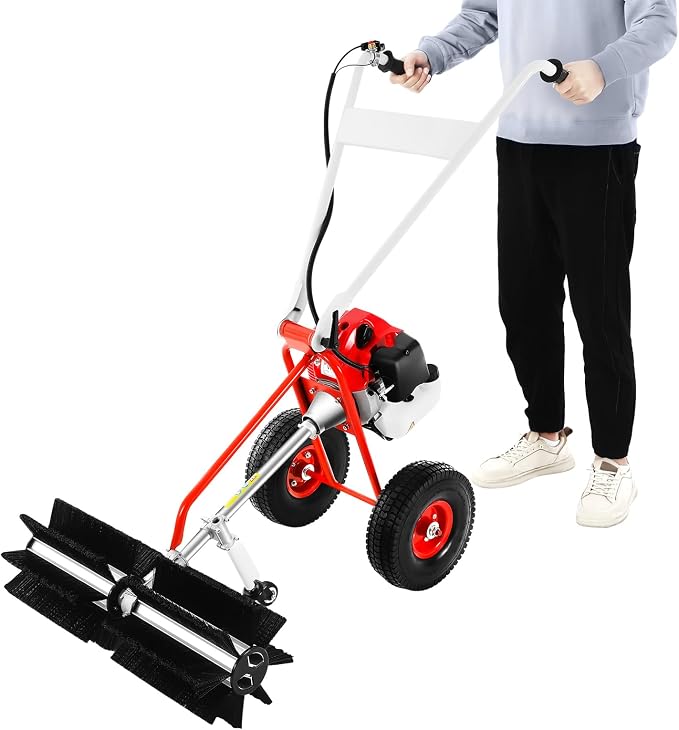 43CC Gas Powered Walk-Behind Outdoor Hand Push Sweeper, 1.7HP 2-Stroke Handheld by Unknown