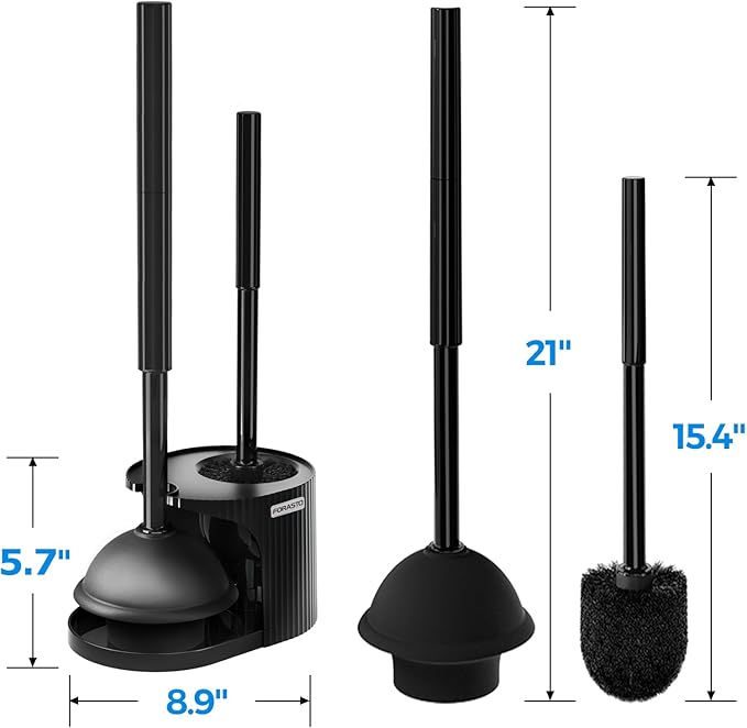 2Pack 2 in 1 Toilet Brush and Plunger Set, Extended Handle Plunger, Toilet Bowl - Image 7