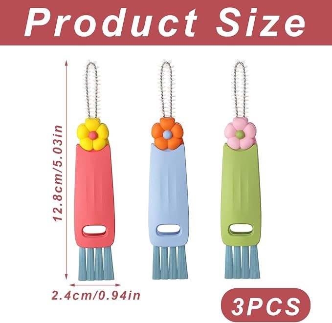 3 in 1 Rotatable Cup Lid Gap Cleaning Brush Set, - Image 2