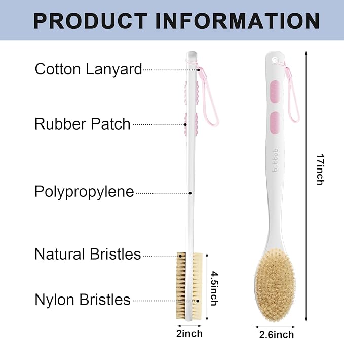 Back Scrubber for Shower with Long Handle, Exfoliating Bath Brush for Body - Image 6