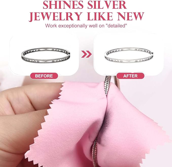 JUNXINSHUN 50pcs Jewelry Cleaning Cloth Pink Polishing Cloth - Image 3