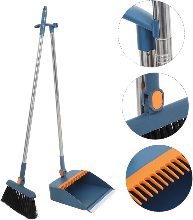 Collapsible Broom Dustpan Set Standing Dustpan Home Cleaning Tools Stainless - Image 4