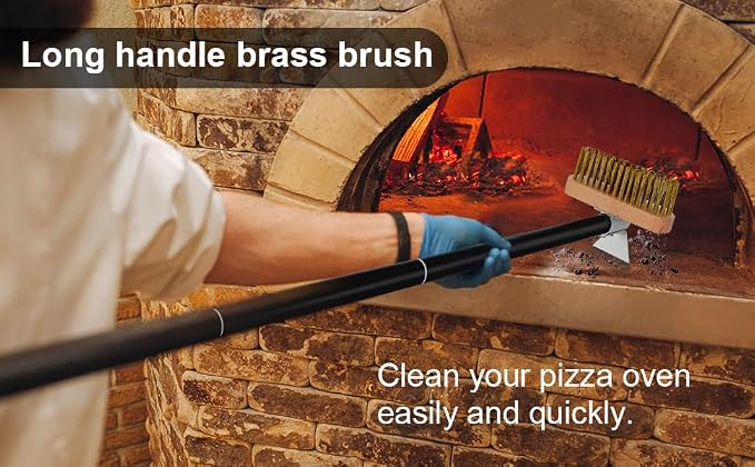 Pizza Oven Brush with Scraper, Brass Bristles Grill Brush with 33 or 47 Inch - Image 7