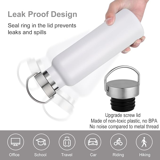 Neihepal 20 oz Insulated Water Bottles Bulk 8 Pack, Stainless Steel Double Wall - Image 4