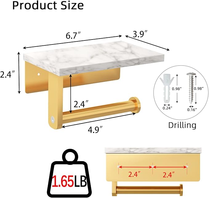 Brushed Gold Toilet Paper Holder - Image 4