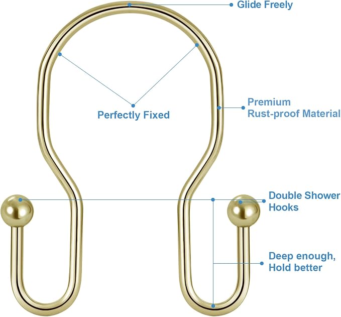 24 Pack Double Shower Curtain Hooks Rings, TENOVEL Double Sided Shower Curtain - Image 9