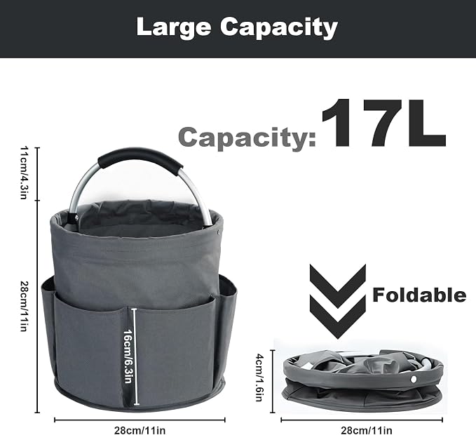 Cleaning Caddy with Handle, Cleaning Products Organiser, 17L Foldable Storage - Image 4