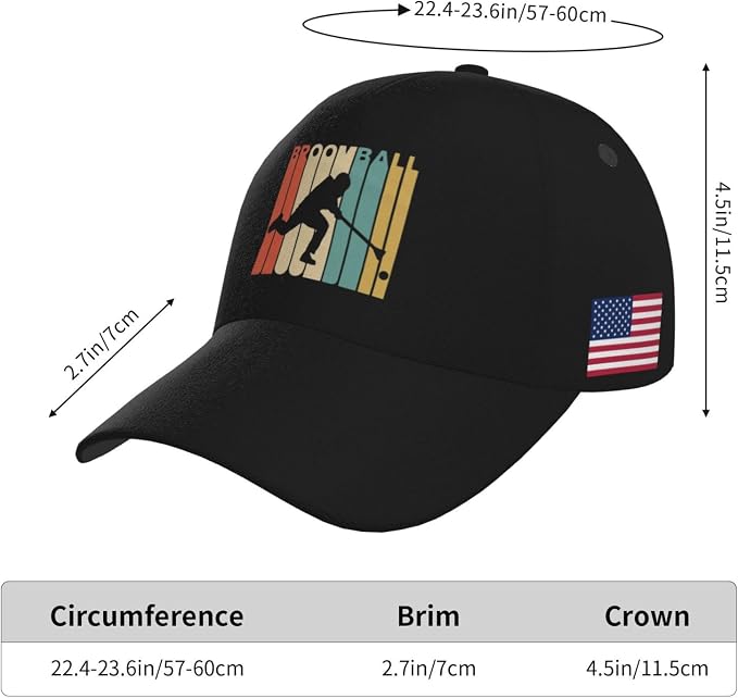Vintage Style Broomball Outdoor Curved Brim Baseball Hat - Image 8