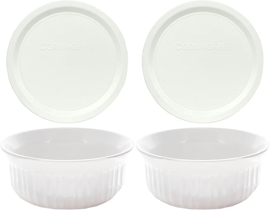 CorningWare FS16 16oz Round French White Casserole Dish w/F-16 French White by CorningWare