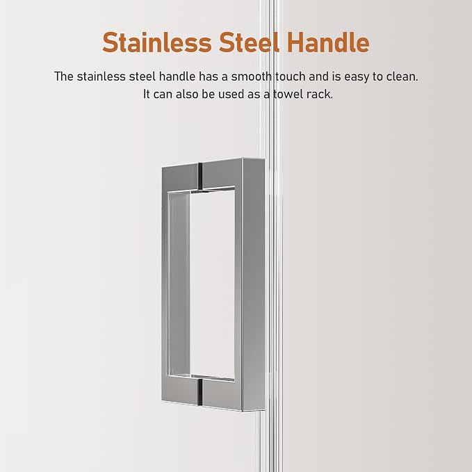 46-48 Inch Frameless Sliding Shower Door, 5/16" Clear Tempered Glass, Smooth - Image 6