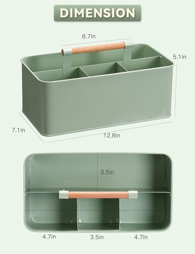 Garden Tool Organizer with Wooden Handle, Metal Garden Caddy with 4 Compartments - Image 5