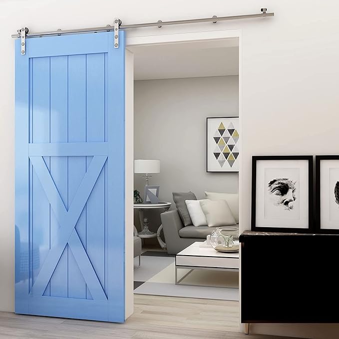 CCJH 5FT Stainless Sliding Barn Door Hardware Kit Heavy Duty - Image 2