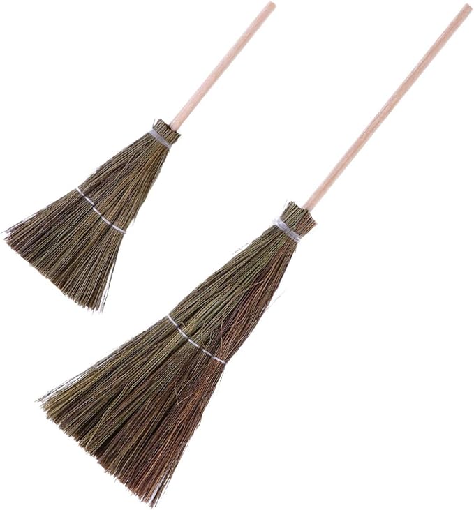 Mini Hand-Woven Decorative Broom Dollhouse Accessory 3.93In Straw Witch Broom by Toddmomy