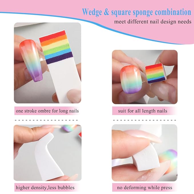 100Pcs Soft Nail Sponges for Ombre, Gradient Effect White Nail Art Sponges - Image 5
