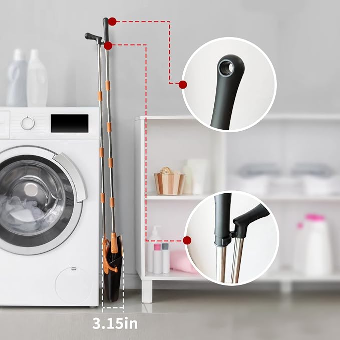 Broom and Dustpan Set Adjustable Length Stainless Steel Broomstick Standing - Image 3