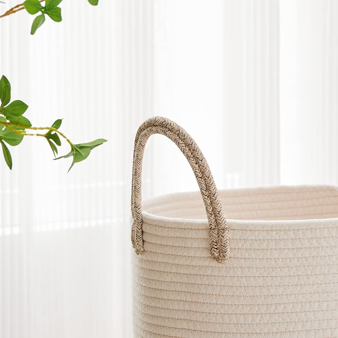VIPOSCO Large Laundry Hamper, Tall Woven Rope Storage Basket - Image 3