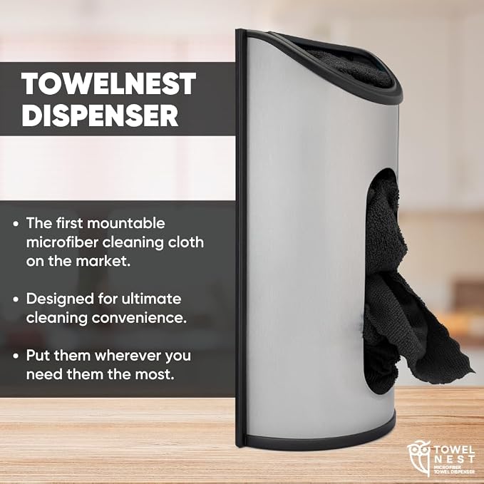 TowelNest Microfiber Cloth Dispenser | 15 Reusable Cloths | Eco-Friendly Paper - Image 2