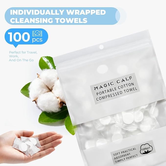 Classycoo Compressed Towel 100 PCS Mini Tablets Disposable Portable Face Towel - Image 5