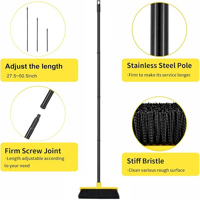 Push Broom Outdoor Indoor Broom 12" Wide - Image 2