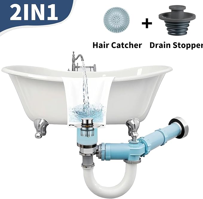 Universal 2 in 1 Bathtub Drain Stopper Bathtub Drain Hair Catcher，Pop-up Tub - Image 5