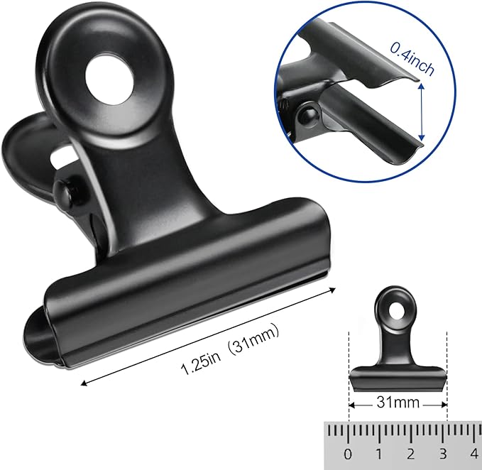 30 Pack Bulldog Clips 1.25 Inches Small Hinge Paper Clips Metal Hinge Clips - Image 2