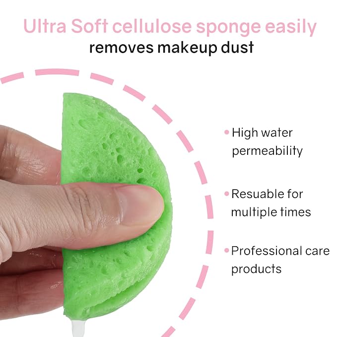 50-Count Compressed Facial Sponges, 100% Natural Cellulose Cosmetic Make Up - Image 4