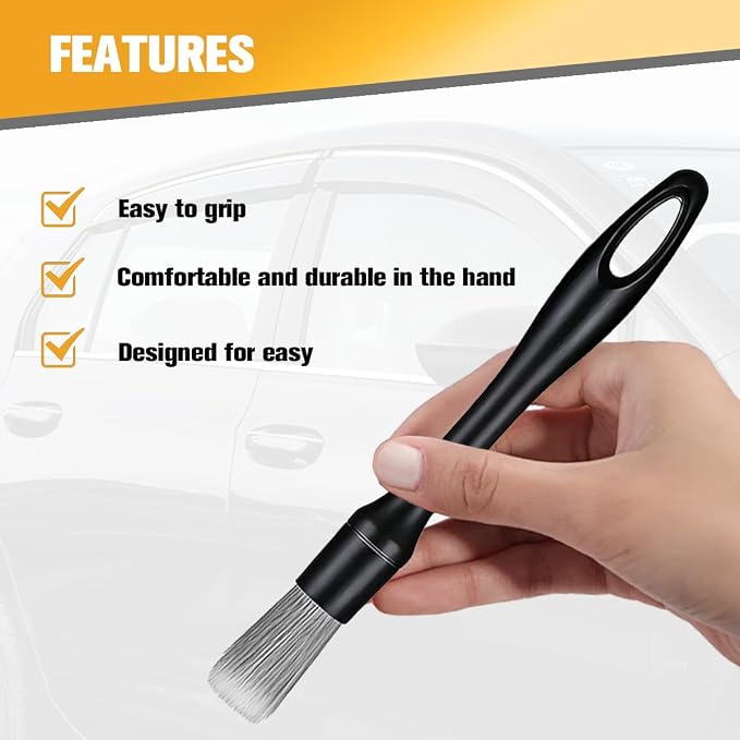 4PCS Car Detailing Brush Kit, Including 1 Ultra Soft No Scratch & 3 Vent - Image 3